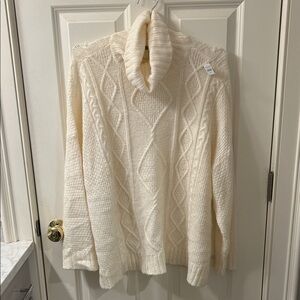 aerie Cream Cable Knit Turtleneck